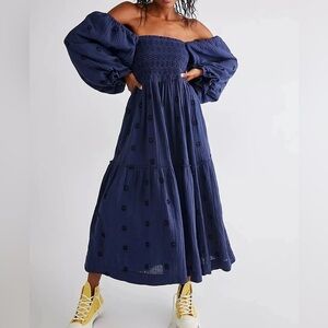 Smocked Embroidered Dress